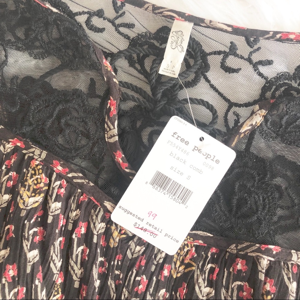 Free People || Black with Lace Nomad Child Casual Dress - Picture 8 of 8